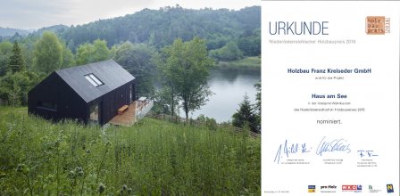 Niederösterreichischer Holzbaupreis 2016: Nominierung Projekt „Haus am See“